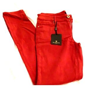 Denim straight leg burnt orange jean